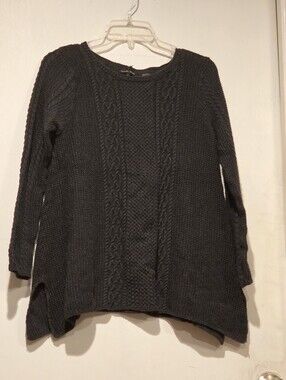 Jeanne Pierre Charcoal Cable-Knit Women's Sweater - Size Small